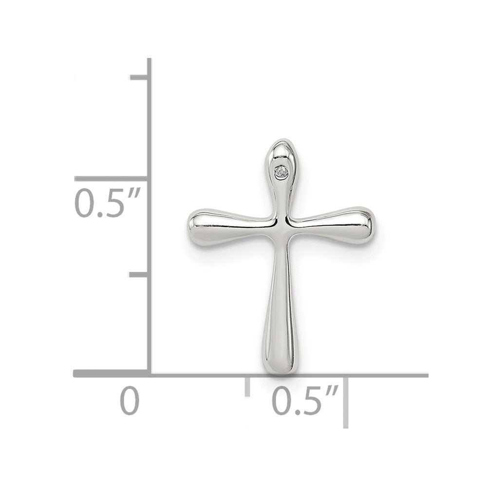 Sterling Silver Polished Diamond Cross Chain Slide
