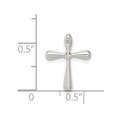 Sterling Silver Polished Diamond Cross Chain Slide