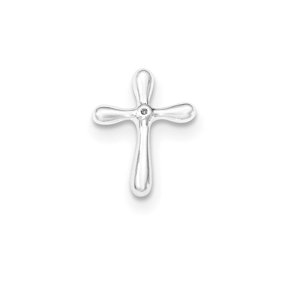 Sterling Silver Polished Diamond Cross Chain Slide