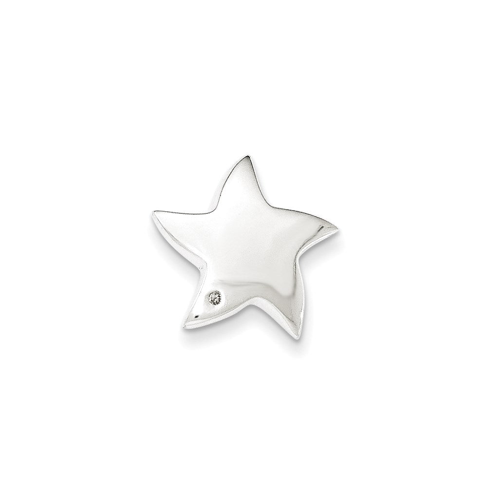 Sterling Silver Polished Diamond Star Chain Slide