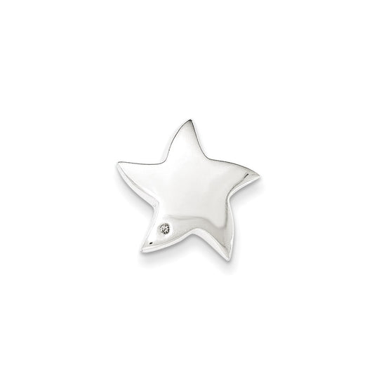 Sterling Silver Polished Diamond Star Chain Slide