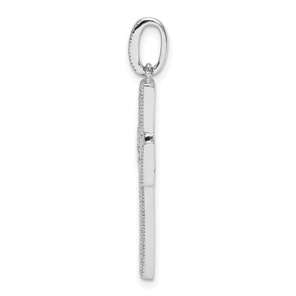 Sterling Silver Rhodium-plated CZ u0026 Lab Cr. Blue Spinel Cross Pendant