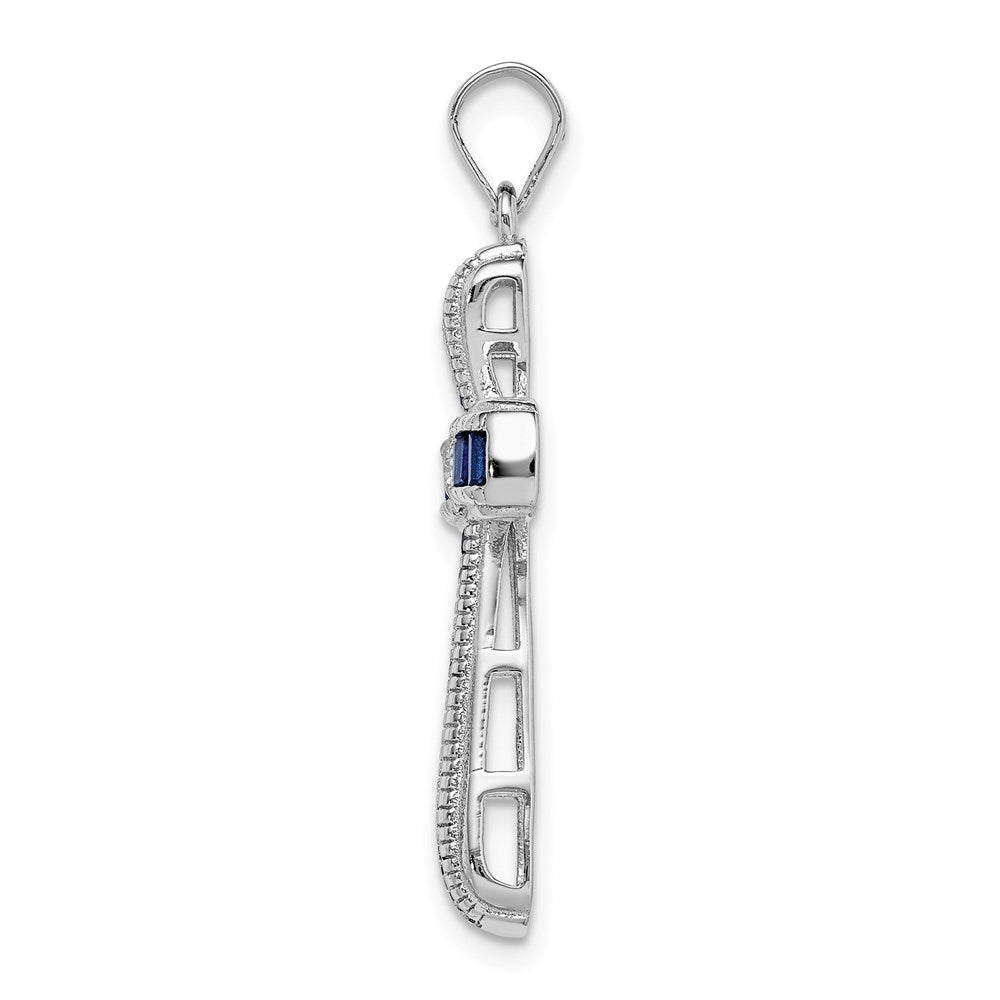 Sterling Silver Rhodium-plated CZ u0026 Lab Cr. Blue Spinel Cross Pendant