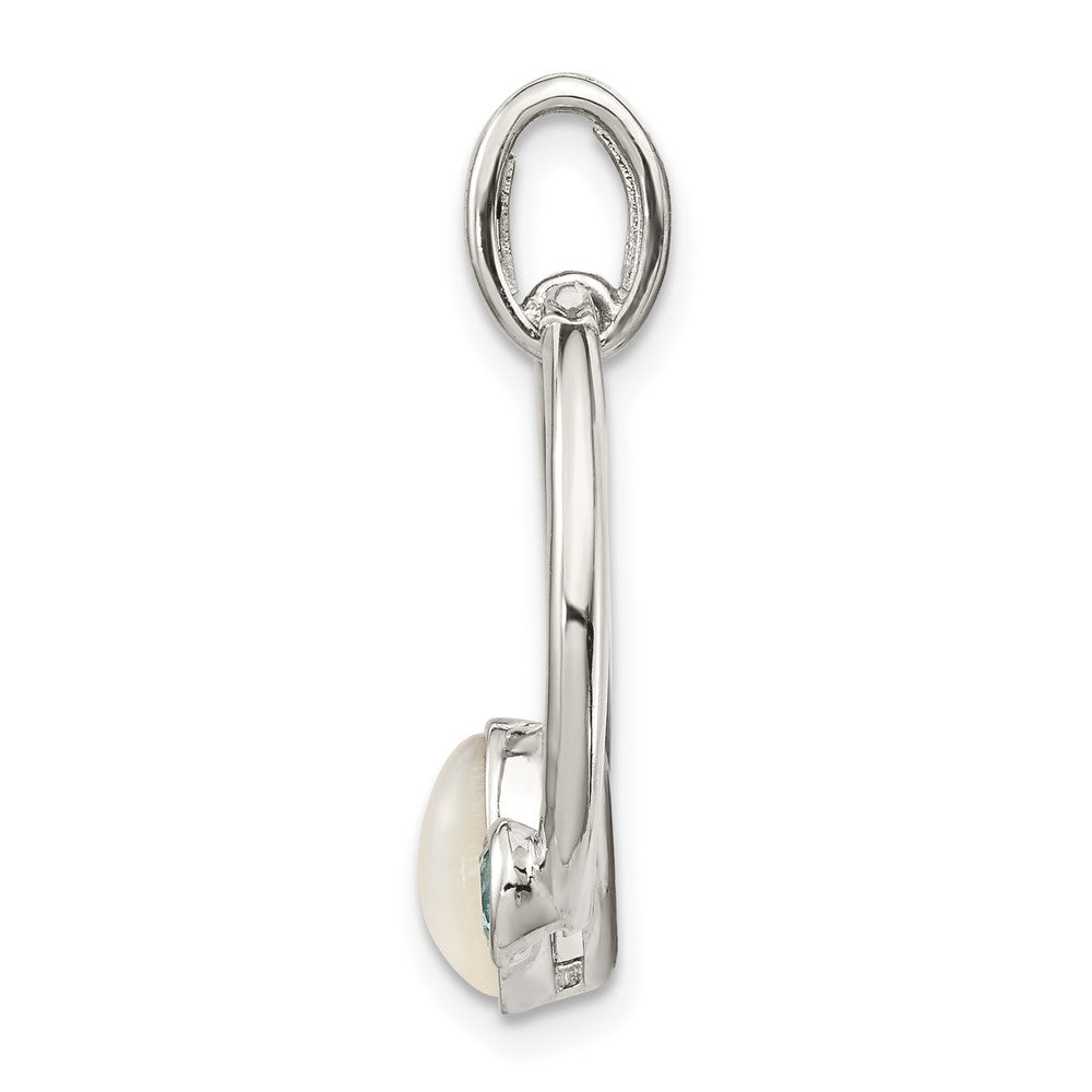 Sterling Silver Mother of Pearl u0026 Lt. Swiss Blue Topaz Circle Pendant