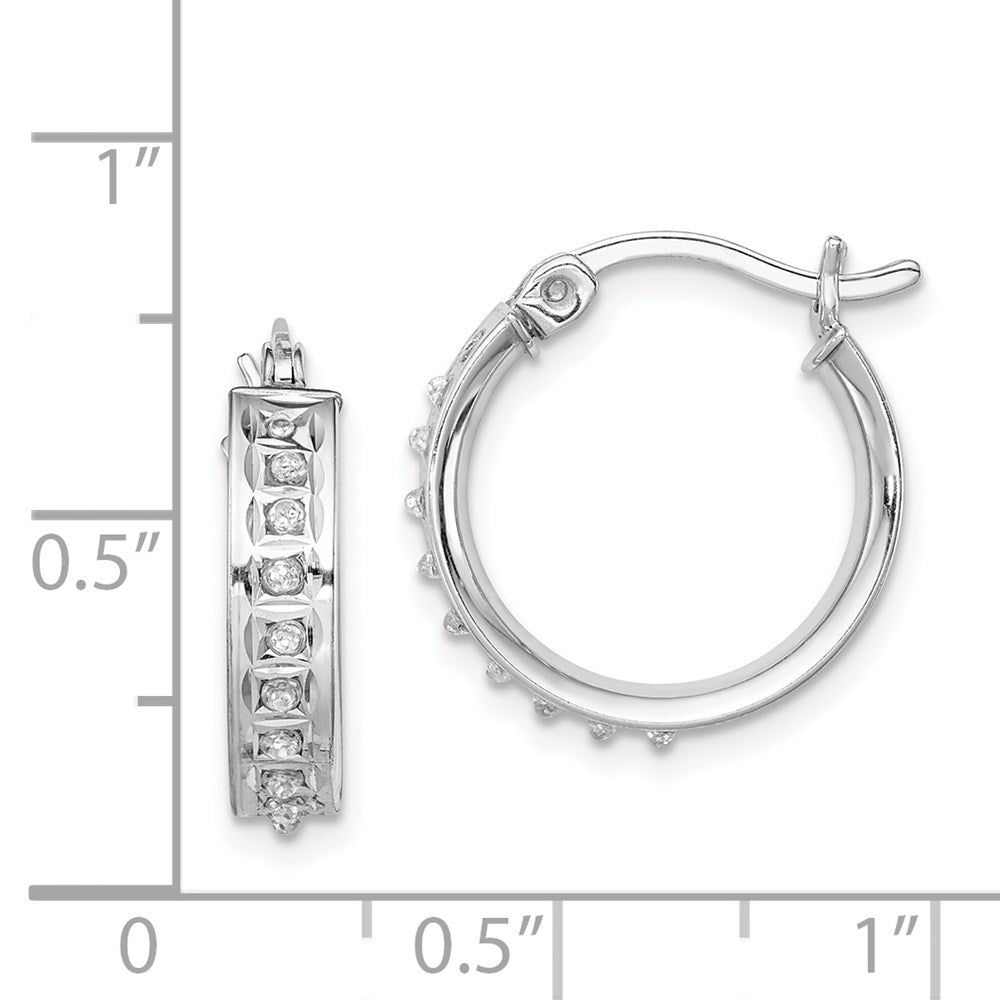 Sterling Silver Diamond Mystique Round Hoop Earrings