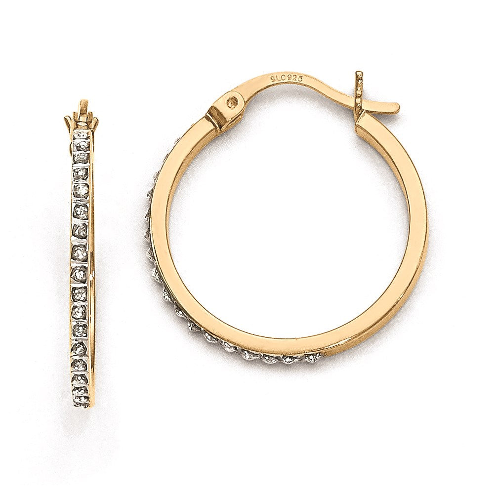 Sterling Silver u0026 Gold-plated Diamond Mystique Round Hoop Earrings