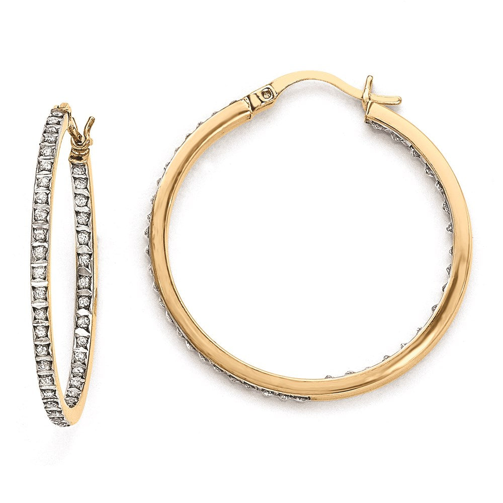 Sterling Silver u0026 Gold-plated Diamond Mystique Round Hoop Earrings