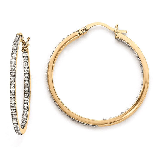 Sterling Silver u0026 Gold-plated Diamond Mystique Round Hoop Earrings