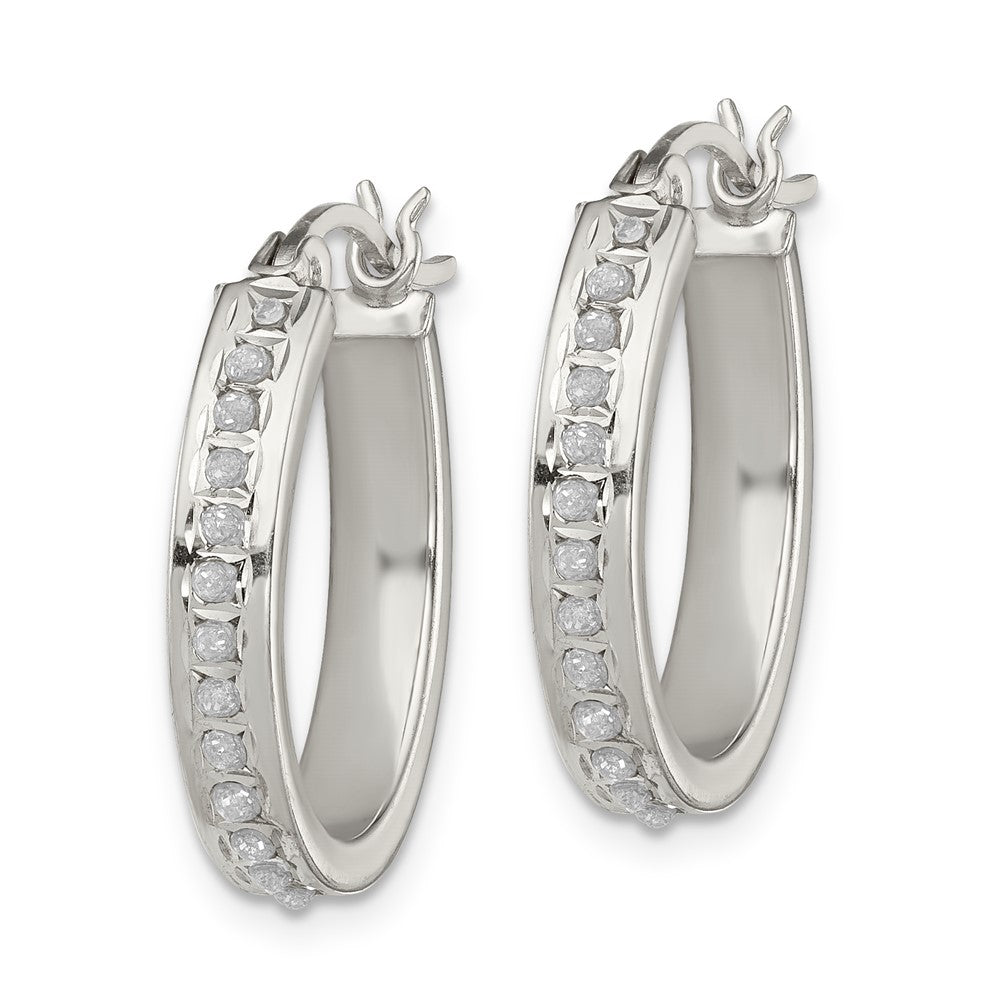 Sterling Silver Diamond Mystique Pear Hoop Earrings