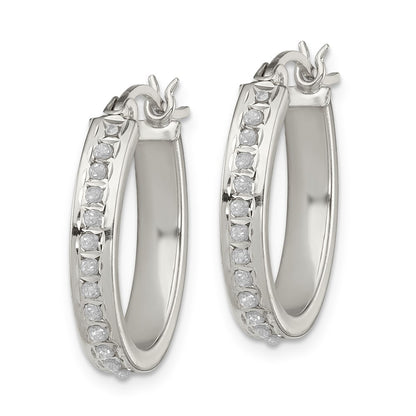 Sterling Silver Diamond Mystique Pear Hoop Earrings