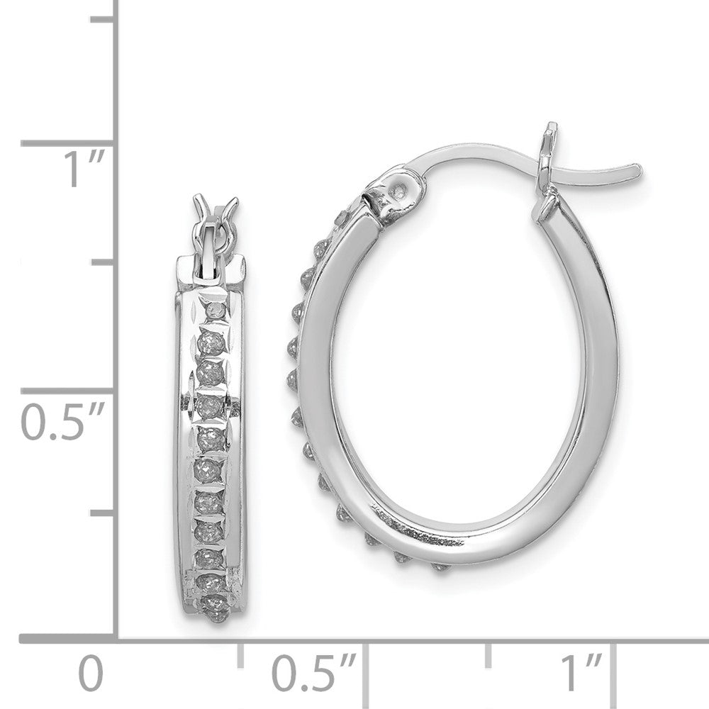 Sterling Silver Diamond Mystique Pear Hoop Earrings