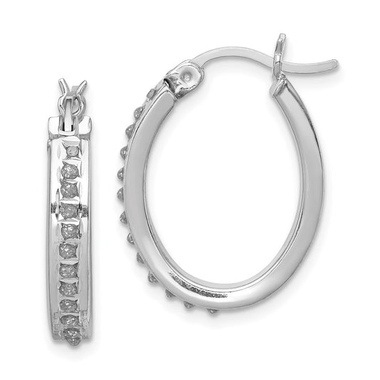 Sterling Silver Diamond Mystique Pear Hoop Earrings