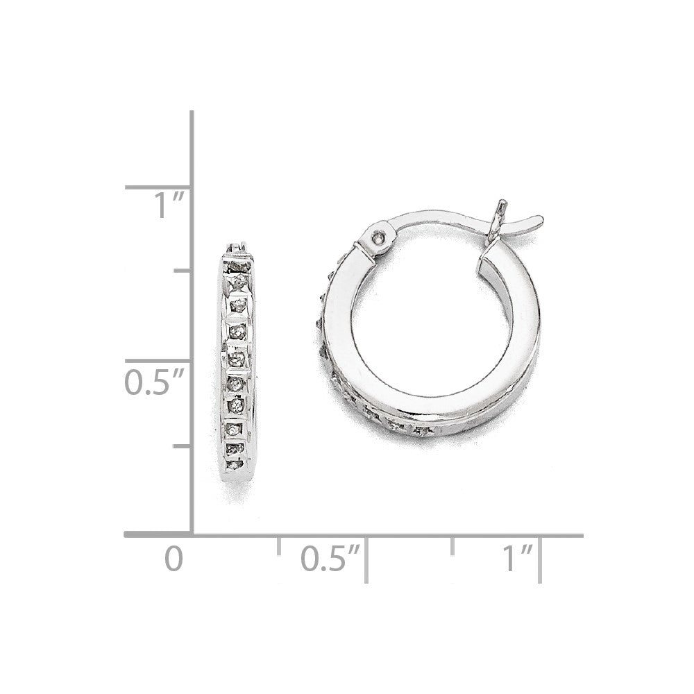 Sterling Silver Diamond Mystique Round Hoop Earrings