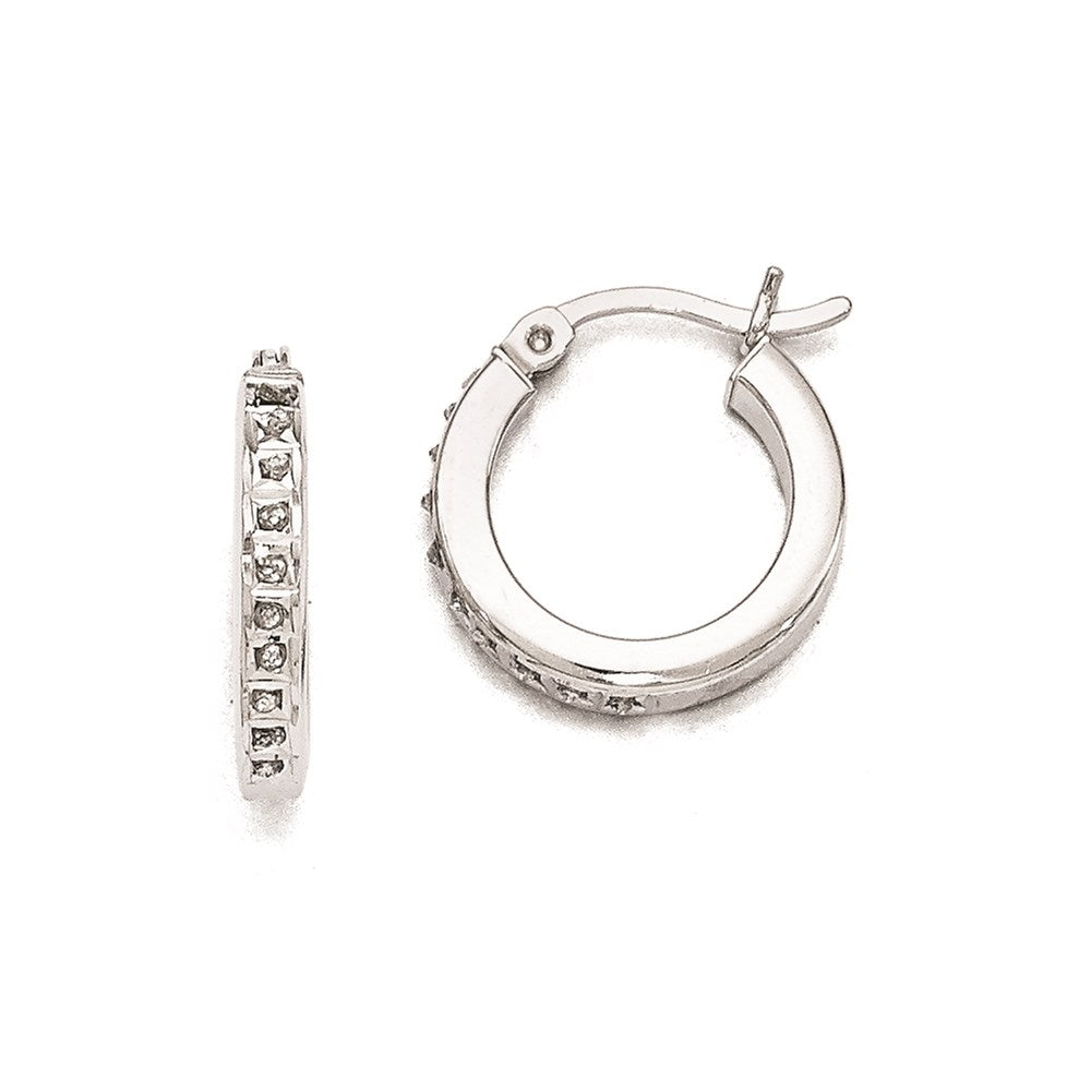 Sterling Silver Diamond Mystique Round Hoop Earrings