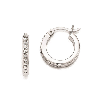 Sterling Silver Diamond Mystique Round Hoop Earrings