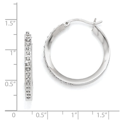 Sterling Silver Diamond Mystique Round Hoop Earrings