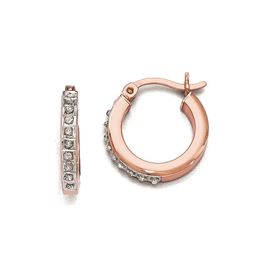 Sterling Silver Diamond Mystique Round Hoop Earrings