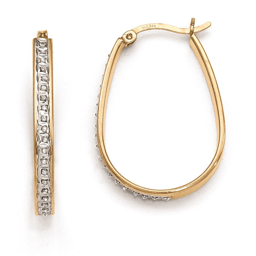 Sterling Silver u0026 Gold-plated Diamond Mystique Pear Hoop Earrings