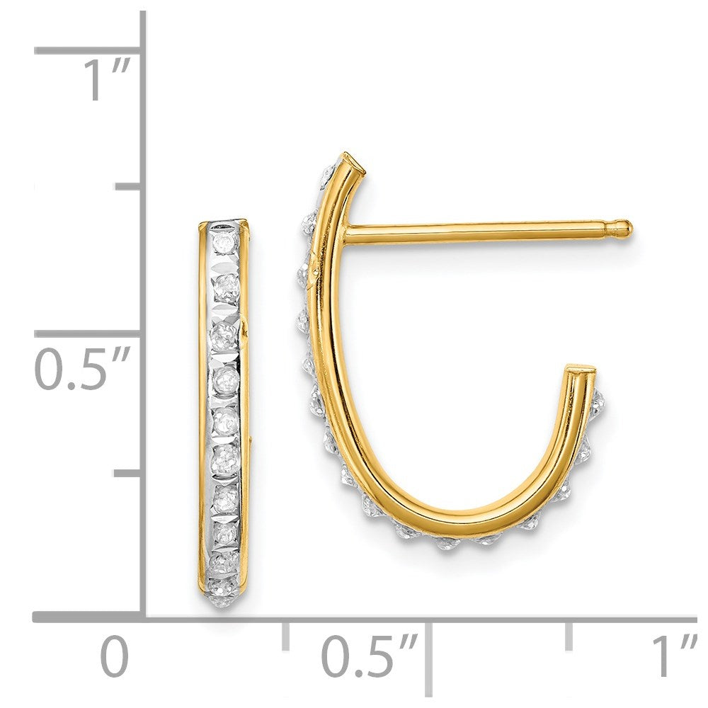 Sterling Silver Gold-plated Diamond Mystique Post Hoop Earrings