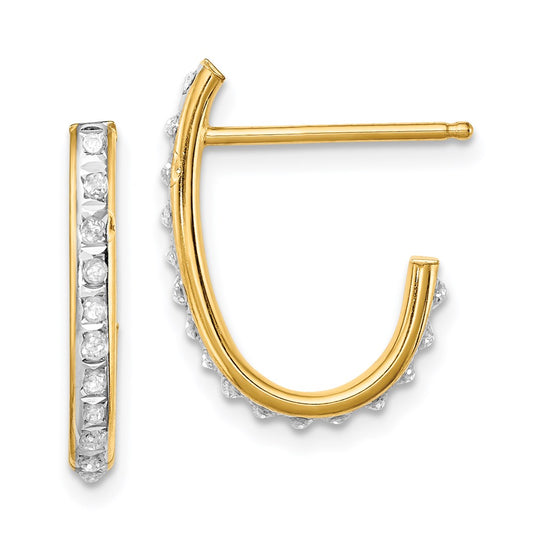 Sterling Silver Gold-plated Diamond Mystique Post Hoop Earrings