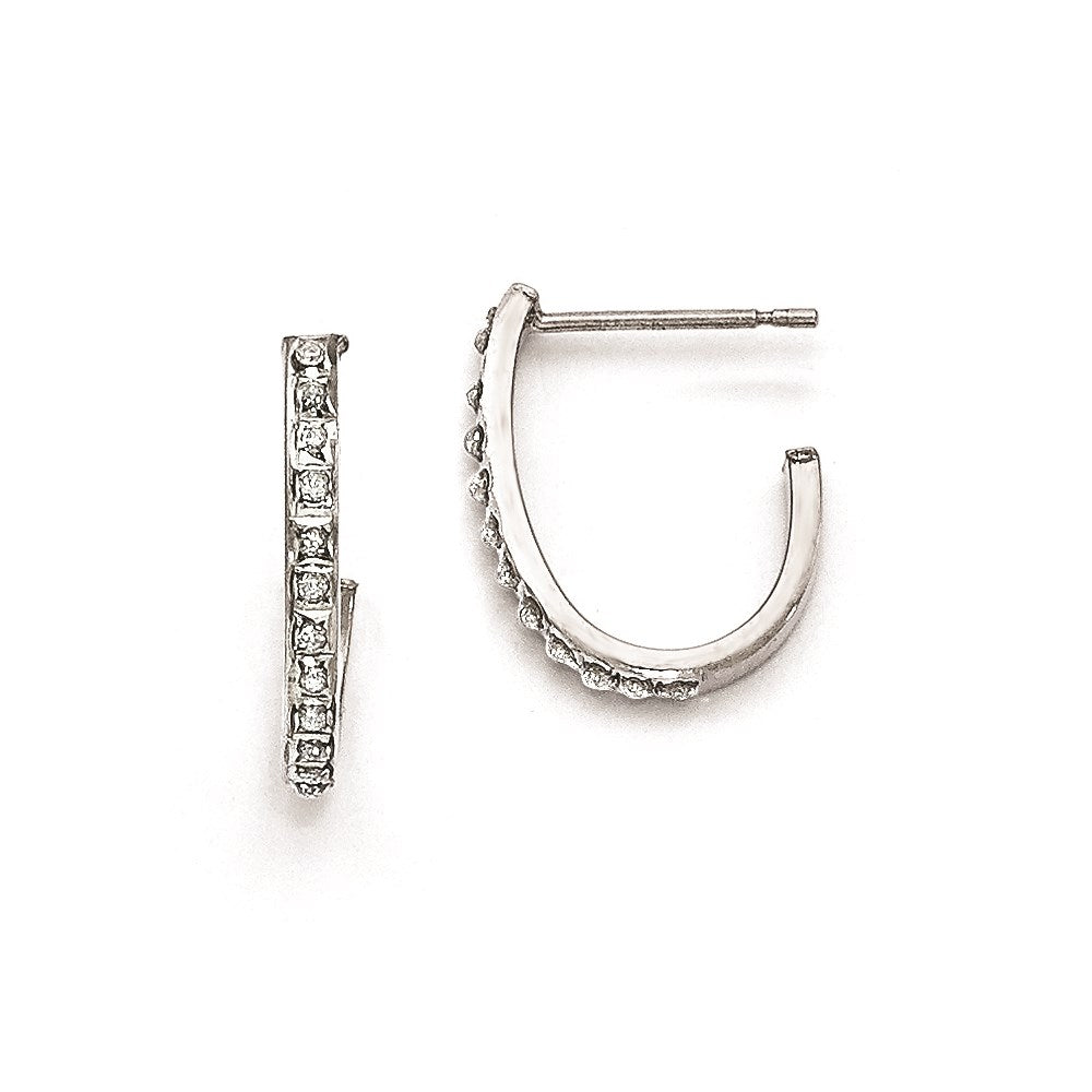 Sterling Silver Diamond Mystique Round Post Hoop Earrings