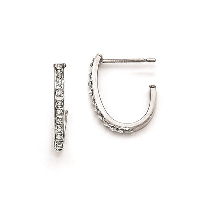 Sterling Silver Diamond Mystique Round Post Hoop Earrings
