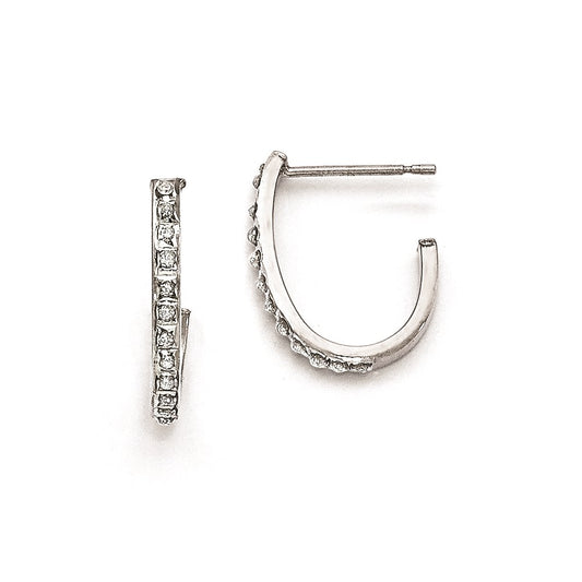 Sterling Silver Diamond Mystique Round Post Hoop Earrings