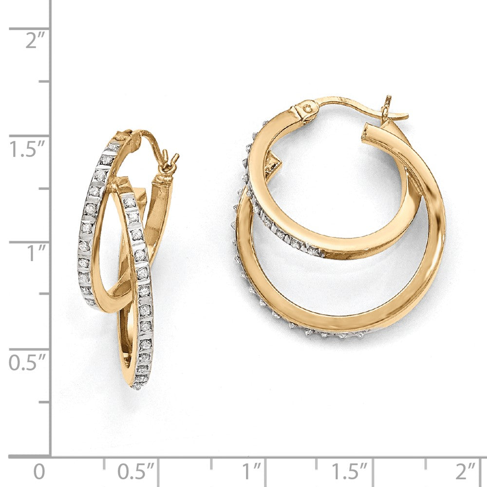 Sterling Silver Gold-Plated Diamond Mystique Double Hoop Earrings