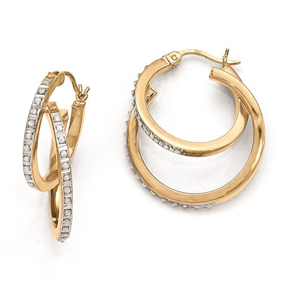 Sterling Silver Gold-Plated Diamond Mystique Double Hoop Earrings