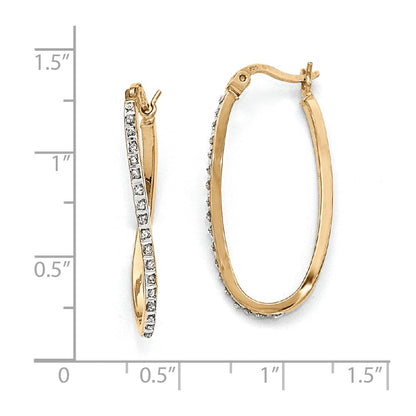 Sterling Silver Gold-plated Diamond Mystique Oval Hoop Earrings