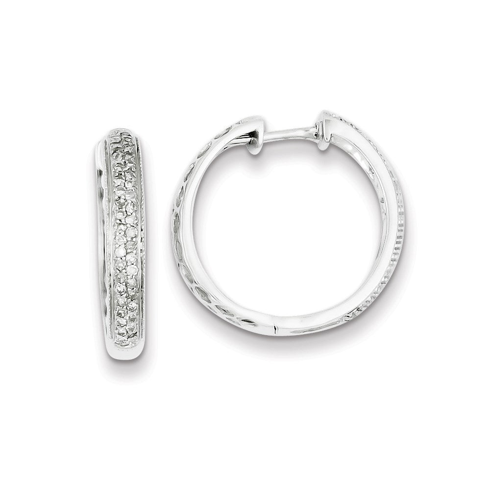Sterling Silver Diamond Hoop Earrings
