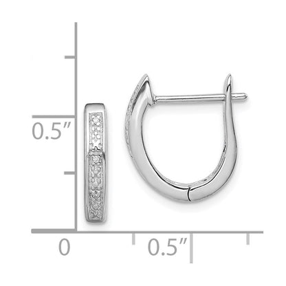 Sterling Silver Rhodium Diamond Hinged Hoop Earrings