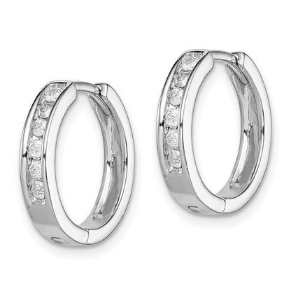 Sterling Silver Rhodium Diamond Hoop Earrings