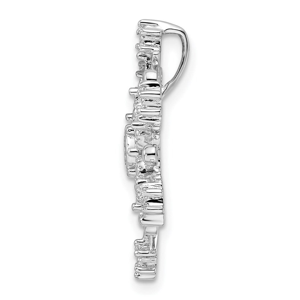Sterling Silver Rhodium Diamond Snowflake Chain Slide