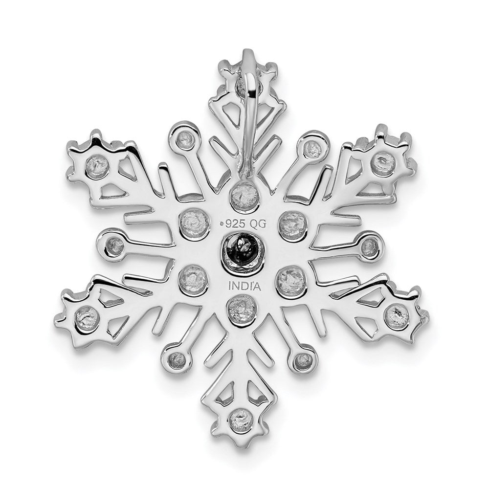 Sterling Silver Rhodium Diamond Snowflake Chain Slide