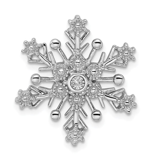 Sterling Silver Rhodium Diamond Snowflake Chain Slide