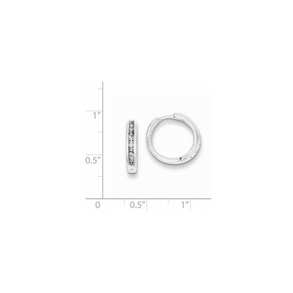 Sterling Silver Baguettes u0026 Round Diamonds Hoop Earrings