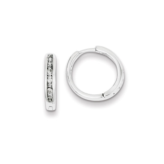 Sterling Silver Baguettes u0026 Round Diamonds Hoop Earrings