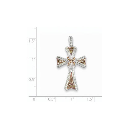 Sterling Silver u0026 Rhodium Diamond Cross Pendant