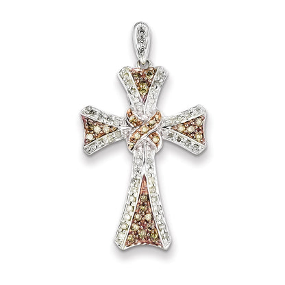 Sterling Silver u0026 Rhodium Diamond Cross Pendant