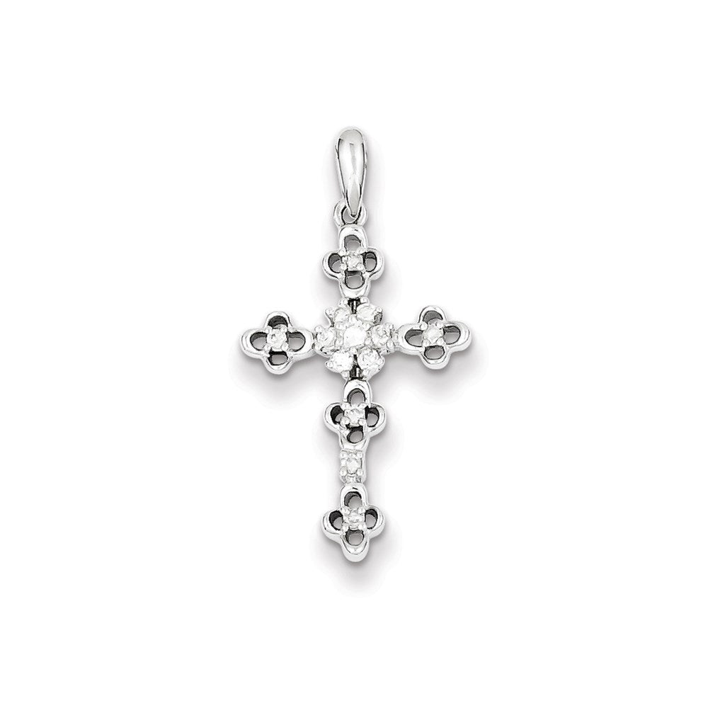 Sterling Silver Diamond Cross Pendant