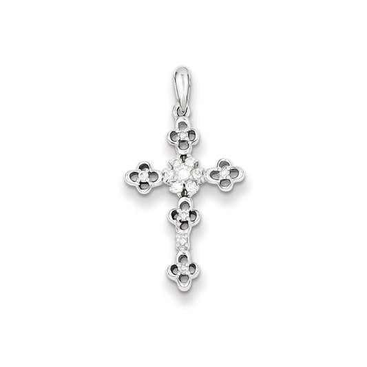 Sterling Silver Diamond Cross Pendant