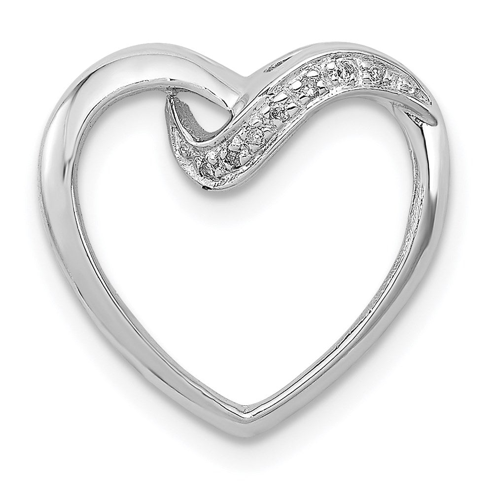 Sterling Silver Rhodium Diamond Heart Chain Slide