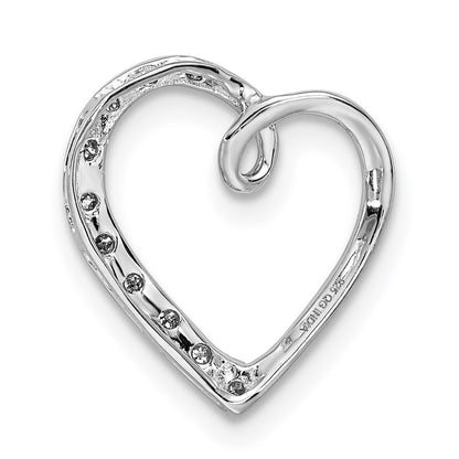 Sterling Silver Rhodium Diamond Heart Chain Slide