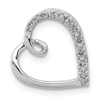 Sterling Silver Rhodium Diamond Heart Chain Slide