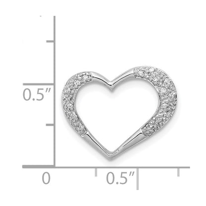 Sterling Silver Rhodium Diamond Heart Chain Slide