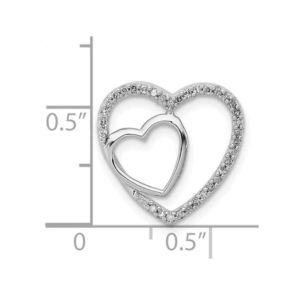 Sterling Silver Rhodium Diamond Heart Chain Slide