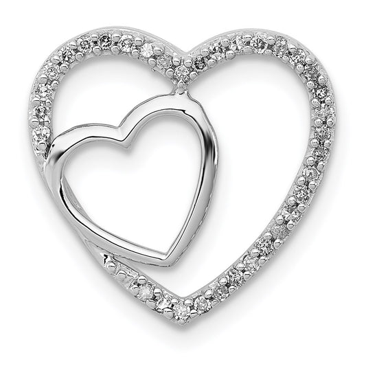 Sterling Silver Rhodium Diamond Heart Chain Slide