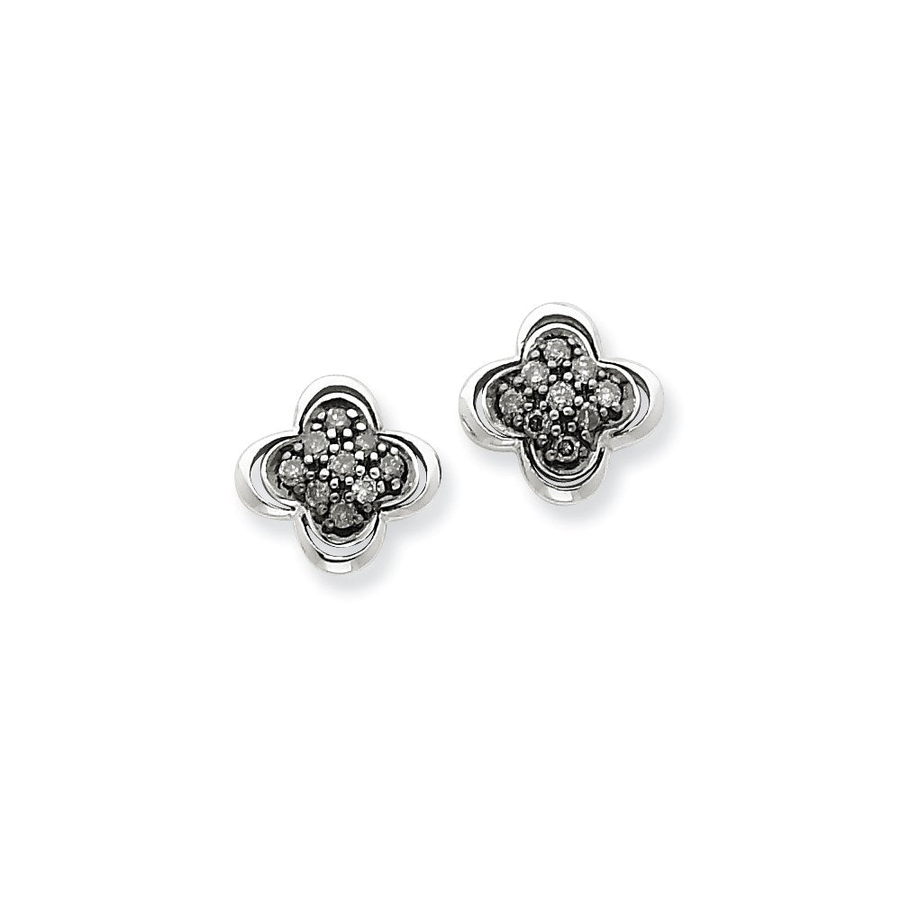 Sterling Silver u0026 Rhodium Diamond Earrings