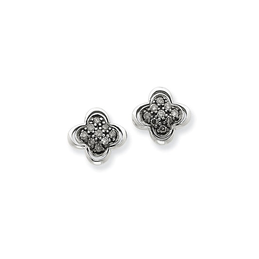 Sterling Silver u0026 Rhodium Diamond Earrings